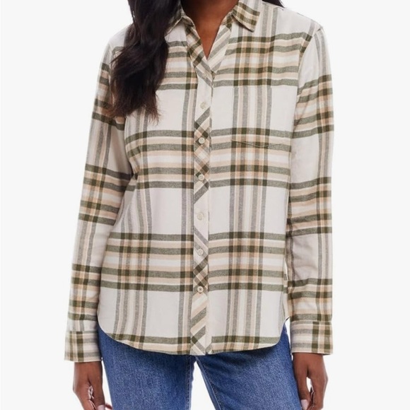 Weatherproof Women’s L Green Plaid Button-Up Shirt - Picture 1 of 2